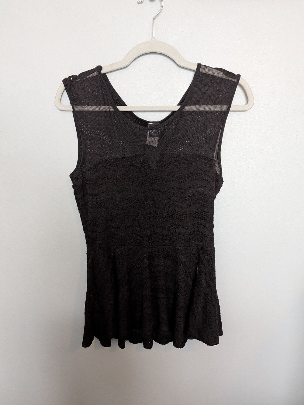 Black Peplum Crochet Top